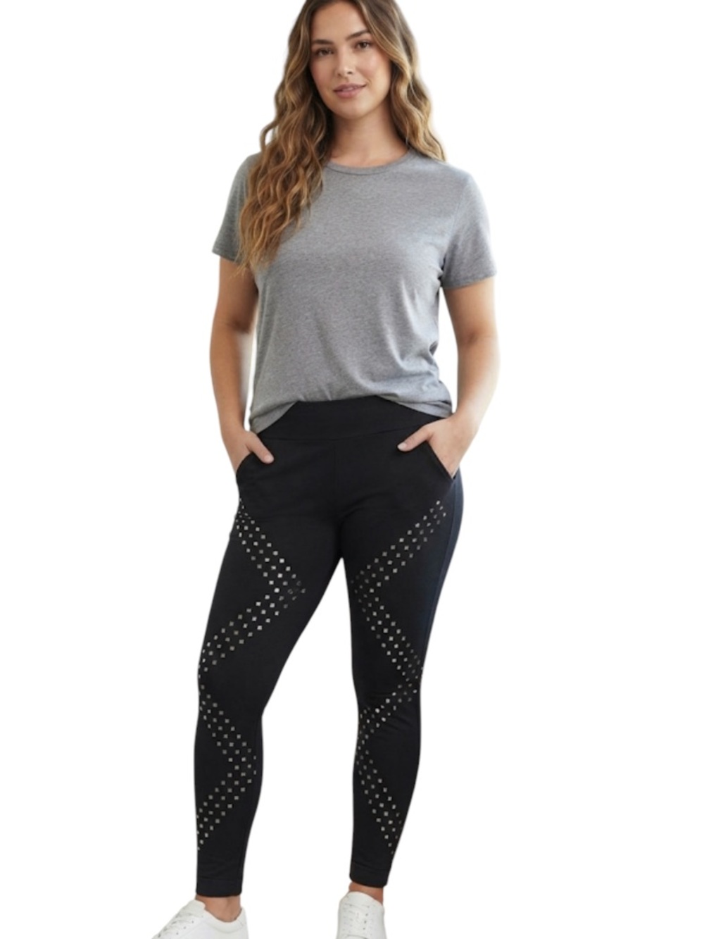 Black Leggings with Studded Design size M